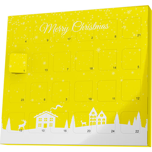 XS Adventskalender Weihnachtsdorf , Brandt, gelb / weiß, Vollkartonhülle, weiß, 1,60cm x 12,00cm x 14,00cm (Länge x Höhe x Breite), Bild 1