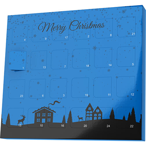 XS Adventskalender Weihnachtsdorf , Brandt, kobaltblau / schwarz, Vollkartonhülle, weiß, 1,60cm x 12,00cm x 14,00cm (Länge x Höhe x Breite), Bild 1