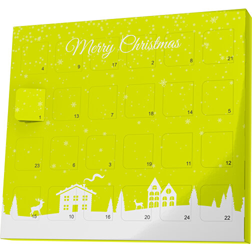 XS Adventskalender Weihnachtsdorf , Brandt, hellgrün / weiß, Vollkartonhülle, weiß, 1,60cm x 12,00cm x 14,00cm (Länge x Höhe x Breite), Bild 1