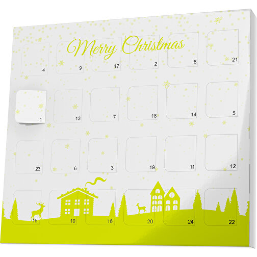 XS Adventskalender Weihnachtsdorf , Brandt, weiß / hellgrün, Vollkartonhülle, weiß, 1,60cm x 12,00cm x 14,00cm (Länge x Höhe x Breite), Bild 1