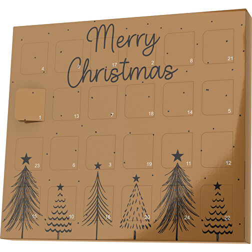 XS Adventskalender Merry Christmas Tanne , M&M\'s, erdbraun / schwarz, Vollkartonhülle, weiß, 1,60cm x 12,00cm x 14,00cm (Länge x Höhe x Breite), Bild 1