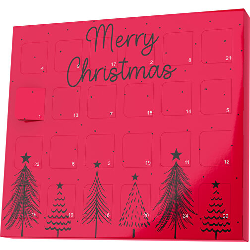 XS Adventskalender Merry Christmas Tanne , M&M\'s, ampelrot / schwarz, Vollkartonhülle, weiß, 1,60cm x 12,00cm x 14,00cm (Länge x Höhe x Breite), Bild 1