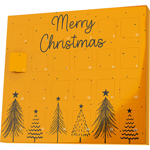 XS Adventskalender Merry Christmas Tanne , M&M\'s, gelborange / schwarz, Vollkartonhülle, weiß, 1,60cm x 12,00cm x 14,00cm (Länge x Höhe x Breite), Bild 1