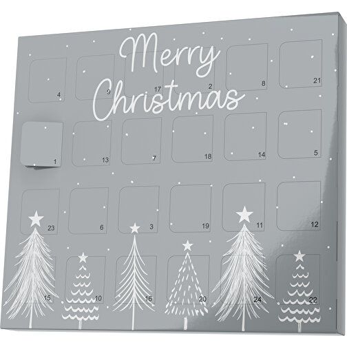 XS Adventskalender Merry Christmas Tanne , M&M\'s, silber / weiß, Vollkartonhülle, weiß, 1,60cm x 12,00cm x 14,00cm (Länge x Höhe x Breite), Bild 1
