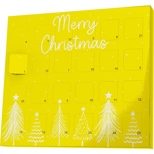 XS Adventskalender Merry Christmas Tanne , M&M\'s, gelb / weiß, Vollkartonhülle, weiß, 1,60cm x 12,00cm x 14,00cm (Länge x Höhe x Breite), Bild 1