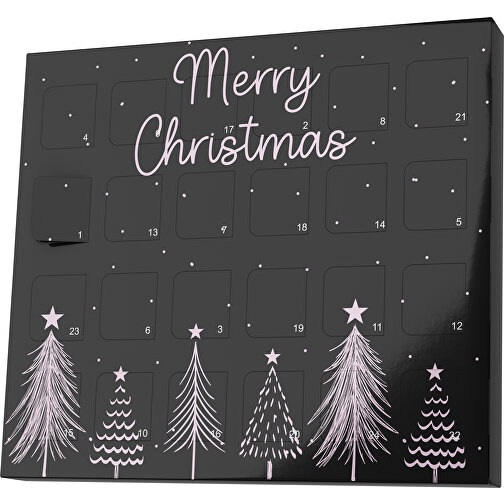 XS Adventskalender Merry Christmas Tanne , M&M\'s, schwarz / zartrosa, Vollkartonhülle, weiß, 1,60cm x 12,00cm x 14,00cm (Länge x Höhe x Breite), Bild 1