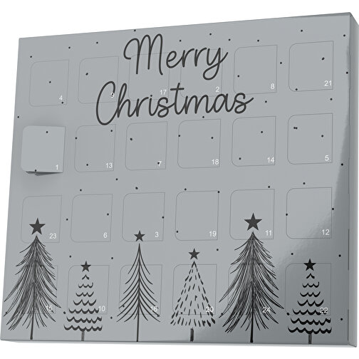 XS Adventskalender Merry Christmas Tanne , Brandt, silber / schwarz, Vollkartonhülle, weiss, 1,60cm x 12,00cm x 14,00cm (Länge x Höhe x Breite), Bild 1