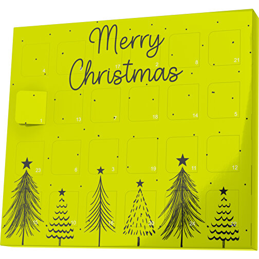 XS Adventskalender Merry Christmas Tanne , Brandt, hellgrün / schwarz, Vollkartonhülle, weiß, 1,60cm x 12,00cm x 14,00cm (Länge x Höhe x Breite), Bild 1
