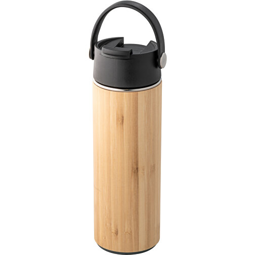 LAVER. Thermosflasche Aus Bambus, Edelstahl Und PP 440 Ml , schwarz, Edelstahl. Bambus. PP, 42,00cm (Höhe), Bild 1