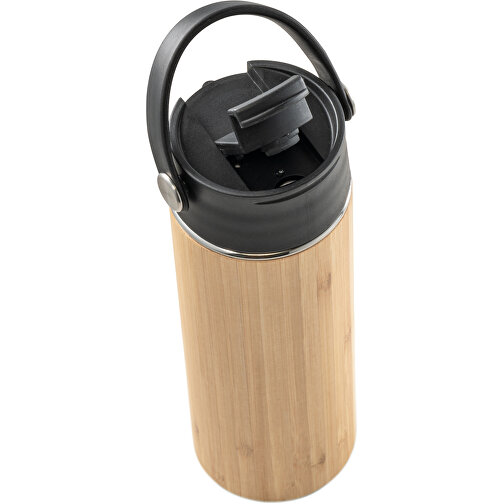 LAVER. Thermosflasche Aus Bambus, Edelstahl Und PP 440 Ml , schwarz, Edelstahl. Bambus. PP, 42,00cm (Höhe), Bild 4