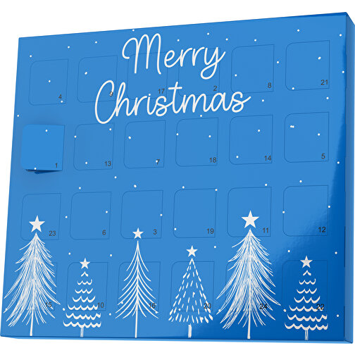 XS Adventskalender Merry Christmas Tanne , Brandt, kobaltblau / weiß, Vollkartonhülle, weiß, 1,60cm x 12,00cm x 14,00cm (Länge x Höhe x Breite), Bild 1