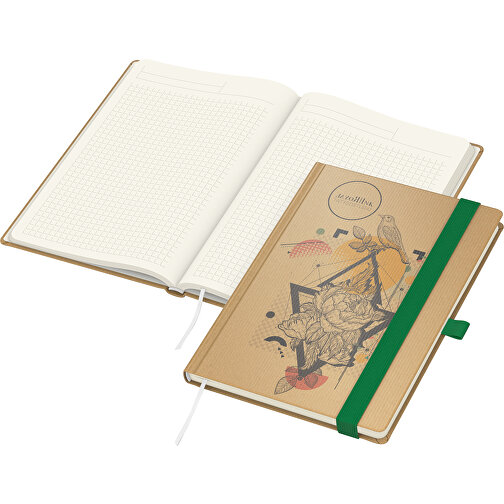 Notizbuch Match-Book Creme Bestseller Natura Braun-individuell  A5, Grün , braun, grün, 21,00cm x 14,80cm (Länge x Breite), Bild 1