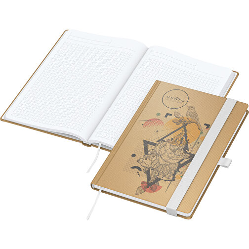 Notizbuch Match-Book White Bestseller A4 Natura Braun-individuell, Weiß , braun, weiß, 29,70cm x 21,00cm (Länge x Breite), Bild 1