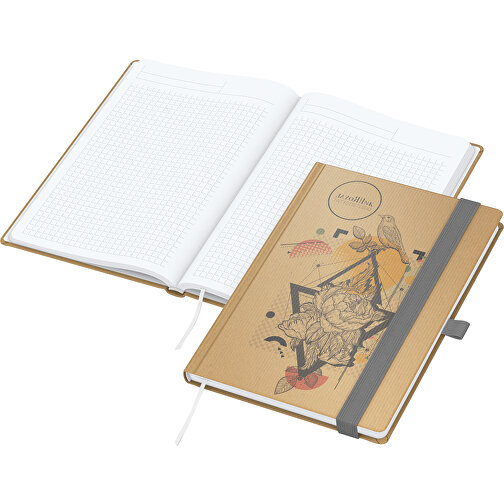 Notizbuch Match-Book White Bestseller A4 Natura Braun-individuell, Silbergrau , braun, silbergrau, 29,70cm x 21,00cm (Länge x Breite), Bild 1