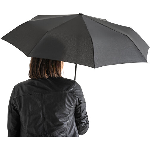 RIVER. Faltbarer Regenschirm Aus RPET Mit Holzgriff , schwarz, rPET. 190T pongee. Holz, 1,00cm (Höhe), Bild 3