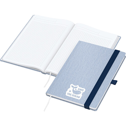 Notesbog Ocean-Book grøn+blå blå blå inkl. prægning hvid, Billede 1