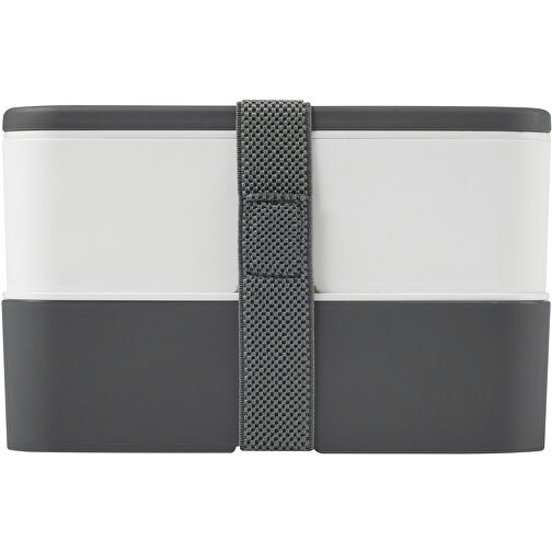 MIYO Doppel-Lunchbox , grau / weiß / grau, PP Kunststoff, 18,00cm x 11,30cm x 11,00cm (Länge x Höhe x Breite), Bild 4