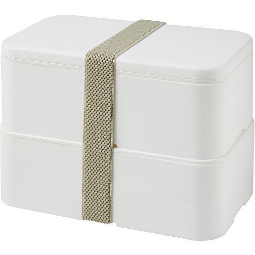 MIYO Doppel-Lunchbox , weiß / weiß / kieselgrau, PP Kunststoff, 18,00cm x 11,30cm x 11,00cm (Länge x Höhe x Breite), Bild 1
