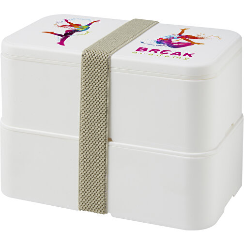 MIYO Doppel-Lunchbox , weiß / weiß / kieselgrau, PP Kunststoff, 18,00cm x 11,30cm x 11,00cm (Länge x Höhe x Breite), Bild 2