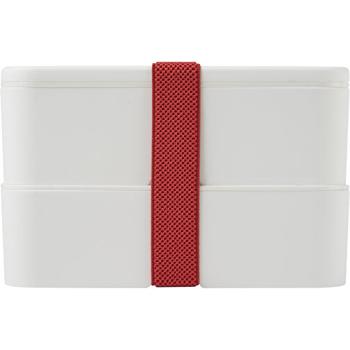 MIYO Doppel-Lunchbox , weiß / weiß / rot, PP Kunststoff, 18,00cm x 11,30cm x 11,00cm (Länge x Höhe x Breite), Bild 3