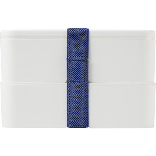 MIYO Doppel-Lunchbox , weiss / weiss / blau, PP Kunststoff, 18,00cm x 11,30cm x 11,00cm (Länge x Höhe x Breite), Bild 4