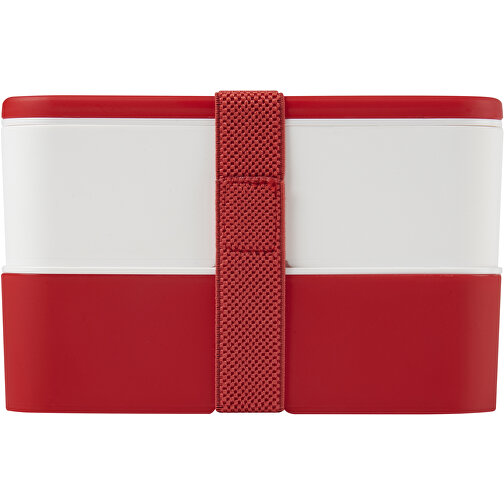 MIYO Doppel-Lunchbox , rot / weiß / rot, PP Kunststoff, 18,00cm x 11,30cm x 11,00cm (Länge x Höhe x Breite), Bild 4