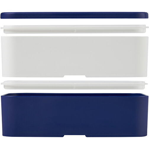 MIYO Doppel-Lunchbox , blau / weiß / blau, PP Kunststoff, 18,00cm x 11,30cm x 11,00cm (Länge x Höhe x Breite), Bild 7