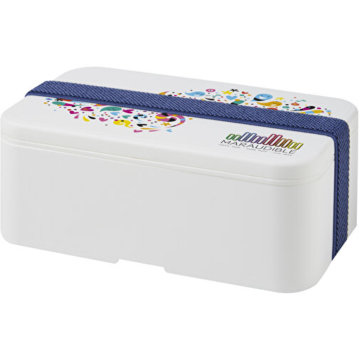 MIYO Lunchbox , weiss / blau, PP Kunststoff, 18,00cm x 6,00cm x 11,00cm (Länge x Höhe x Breite), Bild 2