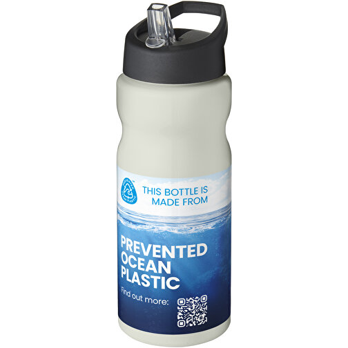 H2O Active® Eco Base 650 Ml Sportflasche Mit Ausgussdeckel , elfenbeinweiß / schwarz, PCR Kunststoff, 72% PP Kunststoff, 17% SAN Kunststoff, 11% PE Kunststoff, 21,80cm (Höhe), Bild 2