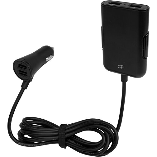 Caricabatterie per auto con 4 porte USB, tecnologia Quick Charge 3.0 ed estensione per i sedili post, Immagine 1