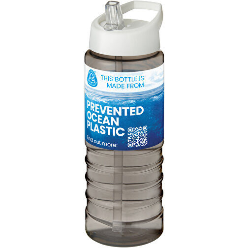 H2O Active® Eco Treble 750 Ml Sportflasche Mit Stülpdeckel , kohle / weiss, PCR Kunststoff, 72% PP Kunststoff, 17% SAN Kunststoff, 11% PE Kunststoff, 22,80cm (Höhe), Bild 2