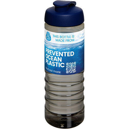 H2O Active® Eco Treble 750 Ml Sportflasche Mit Stülpdeckel , kohle / blau, PCR Kunststoff, PP Kunststoff, 23,10cm (Höhe), Bild 2