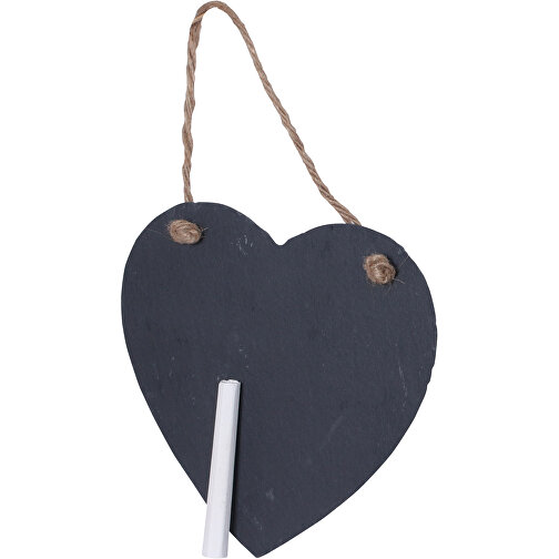 Ardoise coeur 15x15 cm avec ruban de suspension et craie pour écrire, Image 2