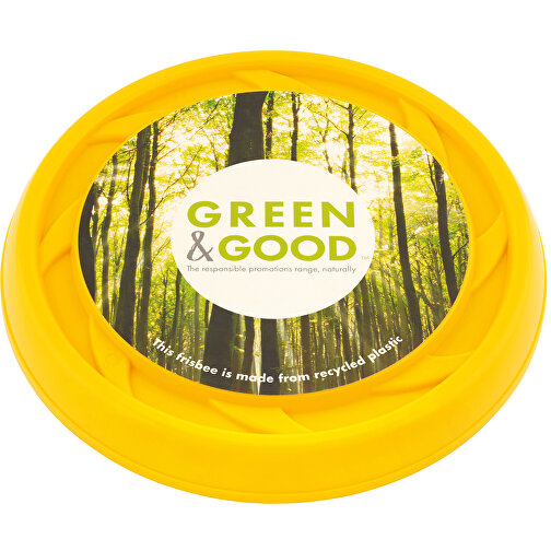 Frisbee Mit Digitaldruck - Recycelt , Green&Good, gelb, recycelter Kunststoff, 2,40cm (Höhe), Bild 1
