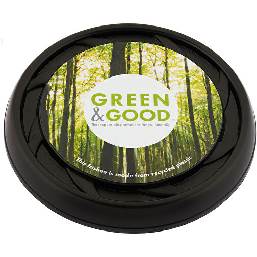 Frisbee Mit Digitaldruck - Recycelt , Green&Good, schwarz, recycelter Kunststoff, 2,40cm (Höhe), Bild 1