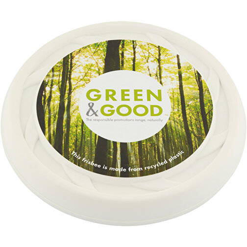 Frisbee Mit Digitaldruck - Recycelt , Green&Good, weiss, recycelter Kunststoff, 2,40cm (Höhe), Bild 1