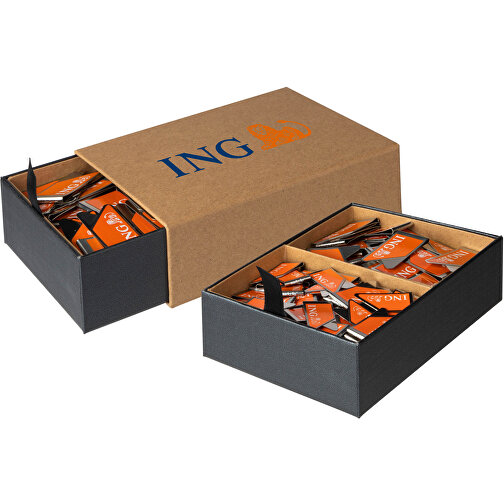 Luxusbox Doppel , schwarz, Recycelter Karton, 13,20cm x 4,50cm x 10,00cm (Länge x Höhe x Breite), Bild 1