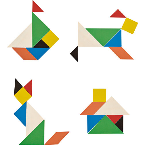 Tangram , holzfarben, Holz, M, 10,00cm x 0,60cm x 10,00cm (Länge x Höhe x Breite), Bild 4