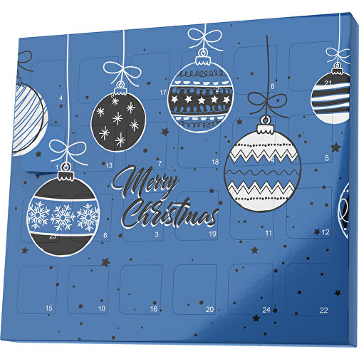 XS Adventskalender Weihnachtskugeln , Brandt, dunkelblau / schwarz, Vollkartonhülle, weiß, 1,60cm x 12,00cm x 14,00cm (Länge x Höhe x Breite), Bild 1