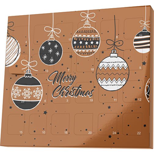 XS Adventskalender Weihnachtskugeln , Brandt, braun / schwarz, Vollkartonhülle, weiß, 1,60cm x 12,00cm x 14,00cm (Länge x Höhe x Breite), Bild 1
