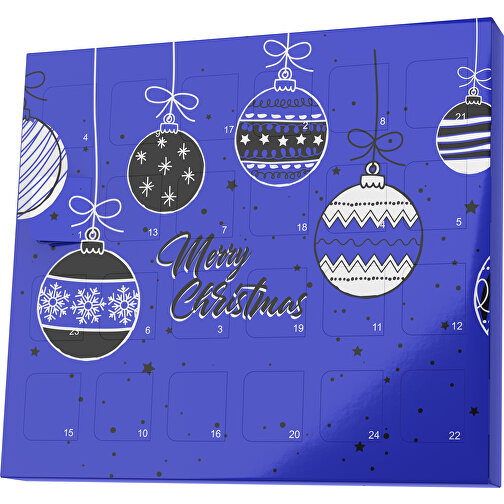 XS Adventskalender Weihnachtskugeln , Brandt, blau / schwarz, Vollkartonhülle, weiß, 1,60cm x 12,00cm x 14,00cm (Länge x Höhe x Breite), Bild 1