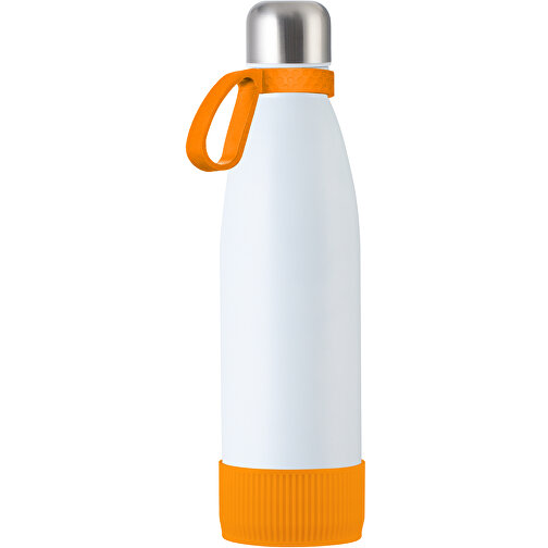Thermoflasche RETUMBLER MyTOULON , Retumbler, weiß / orange / orange, Edelstahl, Kunststoff, Silikon, 4,30cm x 26,00cm x 7,00cm (Länge x Höhe x Breite), Bild 1