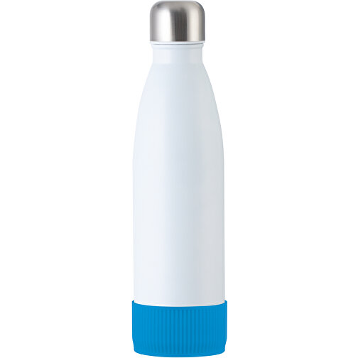 Thermoflasche RETUMBLER MyTOULON , Retumbler, weiß / cyan, Edelstahl, Kunststoff, Silikon, 4,30cm x 26,00cm x 7,00cm (Länge x Höhe x Breite), Bild 1