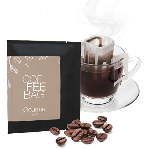 CoffeeBag - Gourmet - Schwarz , schwarz, Papier, 12,00cm x 0,90cm x 10,00cm (Länge x Höhe x Breite), Bild 2
