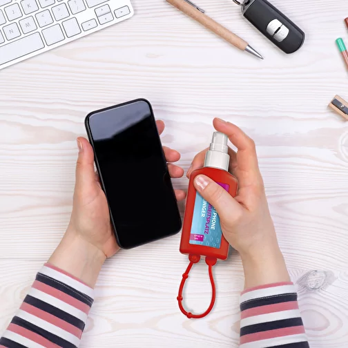 Nettoyant pour Smartphone et Lieu de Travail, 50 ml Bumper rouge, Body Label (R-PET), Image 3