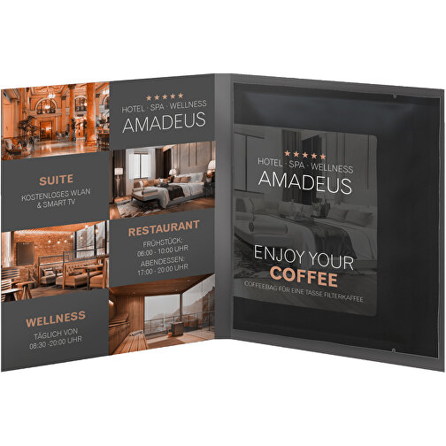 CoffeeFlyer - Gourmet - Schwarz , schwarz, Papier, 13,50cm x 1,00cm x 11,00cm (Länge x Höhe x Breite), Bild 3
