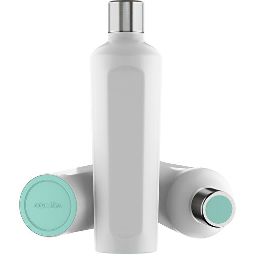 Thermotrinkflasche RETUMBLER-mySTEELONE , Retumbler, weiß / mint / mint, Edelstahl, Kunststoff, Silikon, 7,75cm x 29,35cm x 8,87cm (Länge x Höhe x Breite), Bild 1