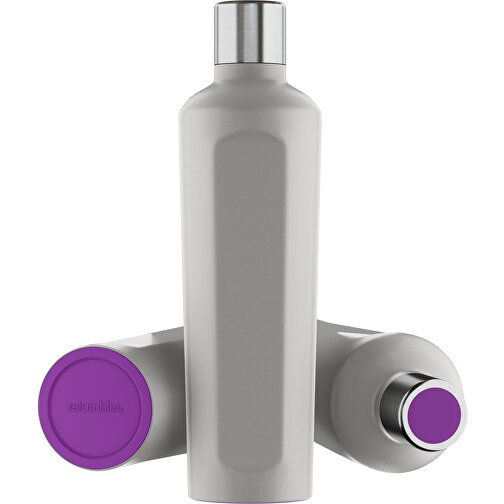 Thermotrinkflasche RETUMBLER-mySTEELONE , Retumbler, silber / violett, Edelstahl, Kunststoff, Silikon, 7,75cm x 29,35cm x 8,87cm (Länge x Höhe x Breite), Bild 1