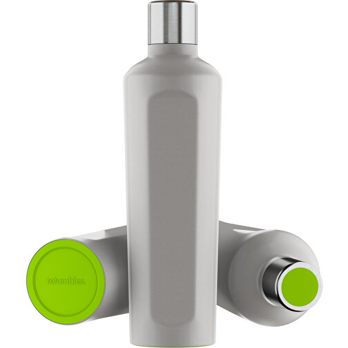 Thermotrinkflasche RETUMBLER-mySTEELONE , Retumbler, silber / hellgrün, Edelstahl, Kunststoff, Silikon, 7,75cm x 29,35cm x 8,87cm (Länge x Höhe x Breite), Bild 1