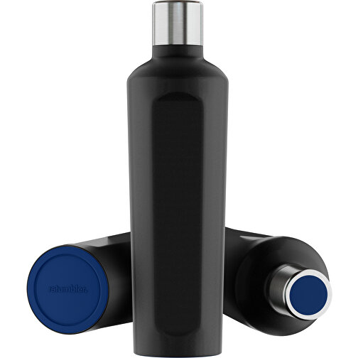 Thermotrinkflasche RETUMBLER-mySTEELONE , Retumbler, schwarz / dunkelblau, Edelstahl, Kunststoff, Silikon, 7,75cm x 29,35cm x 8,87cm (Länge x Höhe x Breite), Bild 1